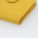 CHANEL COCO Mark Bifold Wallet Caviar Skin Yellow CC Auth 188105M-10