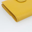 CHANEL COCO Mark Bifold Wallet Caviar Skin Yellow CC Auth 188105M-11