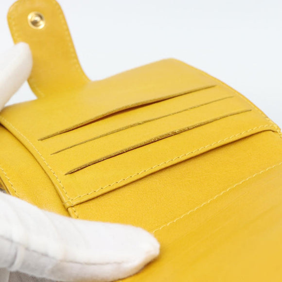 CHANEL COCO Mark Bifold Wallet Caviar Skin Yellow CC Auth 188105M