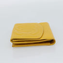 CHANEL COCO Mark Bifold Wallet Caviar Skin Yellow CC Auth 188105M-4