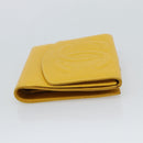 CHANEL COCO Mark Bifold Wallet Caviar Skin Yellow CC Auth 188105M-5