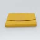 CHANEL COCO Mark Bifold Wallet Caviar Skin Yellow CC Auth 188105M-7