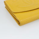 CHANEL COCO Mark Bifold Wallet Caviar Skin Yellow CC Auth 188105M-9