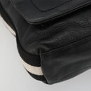 BALLY Shoulder Bag Leather Black Silver Auth 188106-15