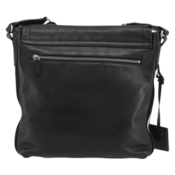 BALLY Shoulder Bag Leather Black Silver Auth 188106
