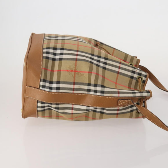 Burberrys Hand Bag Leather Canvas 4 Set Brown Beige Auth 188107