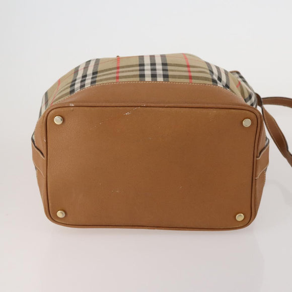 Burberrys Hand Bag Leather Canvas 4 Set Brown Beige Auth 188107