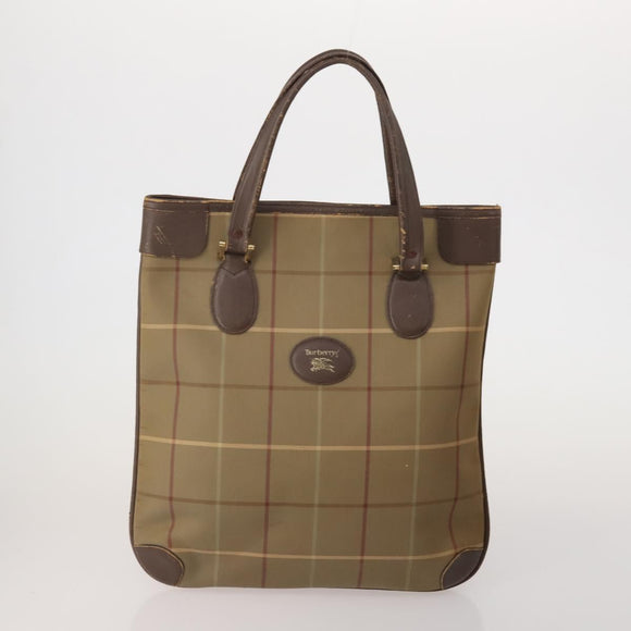 Burberrys Hand Bag Leather Canvas 4 Set Brown Beige Auth 188107