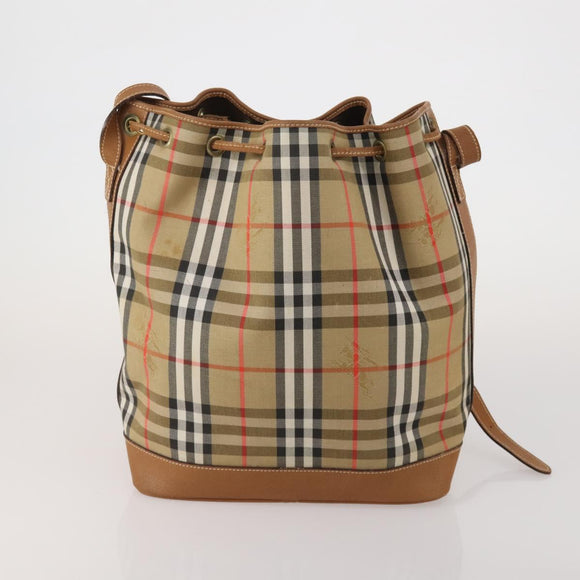 Burberrys Hand Bag Leather Canvas 4 Set Brown Beige Auth 188107