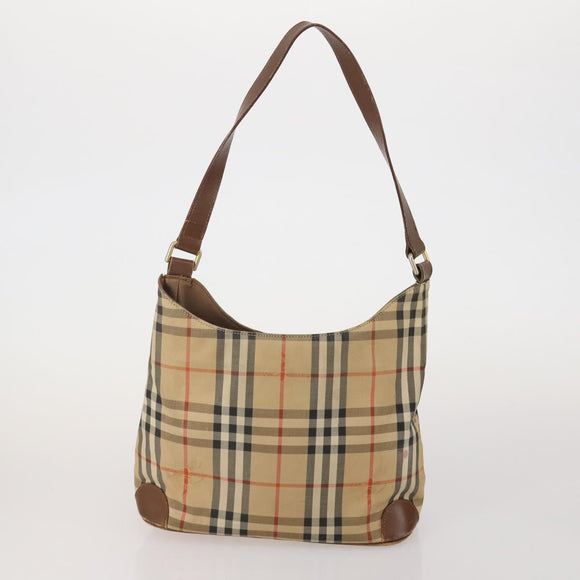 Burberrys Nova Check Hand Bag Leather Canvas 4 Set Brown Beige Auth 188108