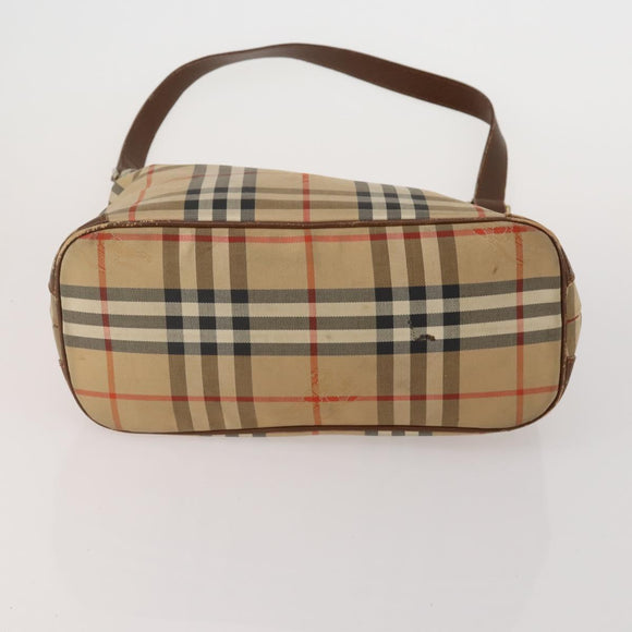 Burberrys Nova Check Hand Bag Leather Canvas 4 Set Brown Beige Auth 188108