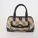 Burberrys Nova Check Hand Bag Leather Canvas 4 Set Brown Beige Auth 188108-15