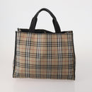 Burberrys Nova Check Hand Bag Leather Canvas 4 Set Brown Beige Auth 188108-3