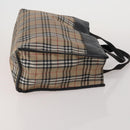Burberrys Nova Check Hand Bag Leather Canvas 4 Set Brown Beige Auth 188108-4