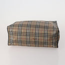 Burberrys Nova Check Hand Bag Leather Canvas 4 Set Brown Beige Auth 188108-6