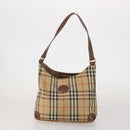 Burberrys Nova Check Hand Bag Leather Canvas 4 Set Brown Beige Auth 188108-9