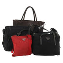 PRADA Hand Bag Nylon Leather 5 Set Black Brown Red Auth 188112-1