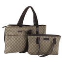 GUCCI GG Supreme Shoulder Bag PVC 3 Set Beige Auth 188118-1