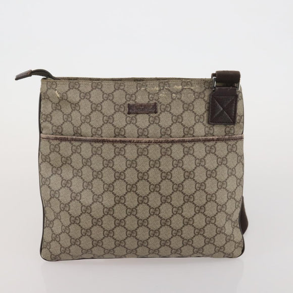 GUCCI GG Supreme Shoulder Bag PVC 3 Set Beige Auth 188118