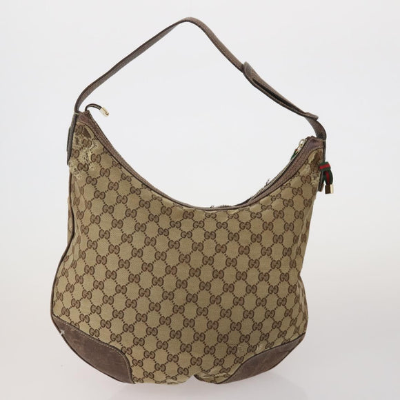 GUCCI GG Canvas GG Crystal Shoulder Bag 5 Set Beige Black Auth 188120
