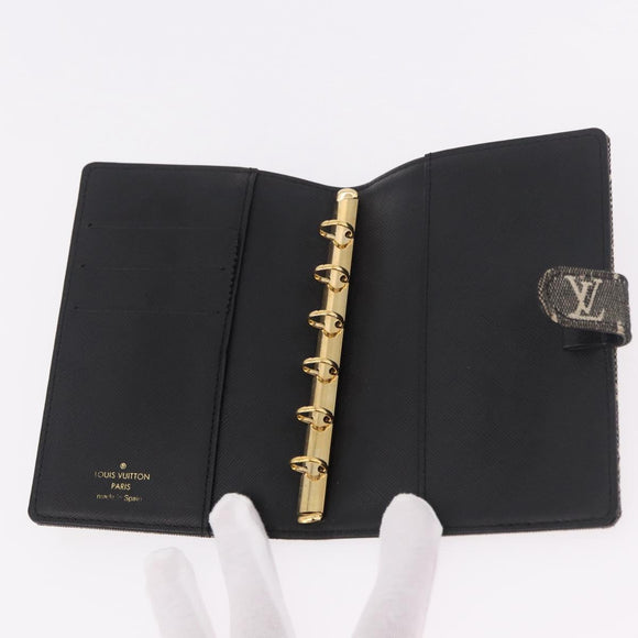 LOUIS VUITTON Monogram Mini Lin Agenda PM Planner Cover Black LV Auth 188193A
