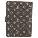 LOUIS VUITTON Monogram Mini Lin Agenda PM Planner Cover Black LV Auth 188193A-3