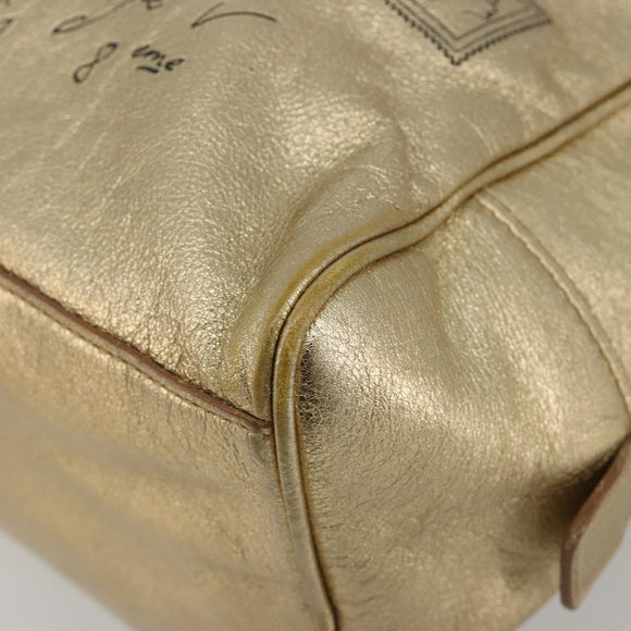SAINT LAURENT Y Mail Hand Bag Leather Gold Auth 188208