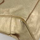 SAINT LAURENT Y Mail Hand Bag Leather Gold Auth 188208-16