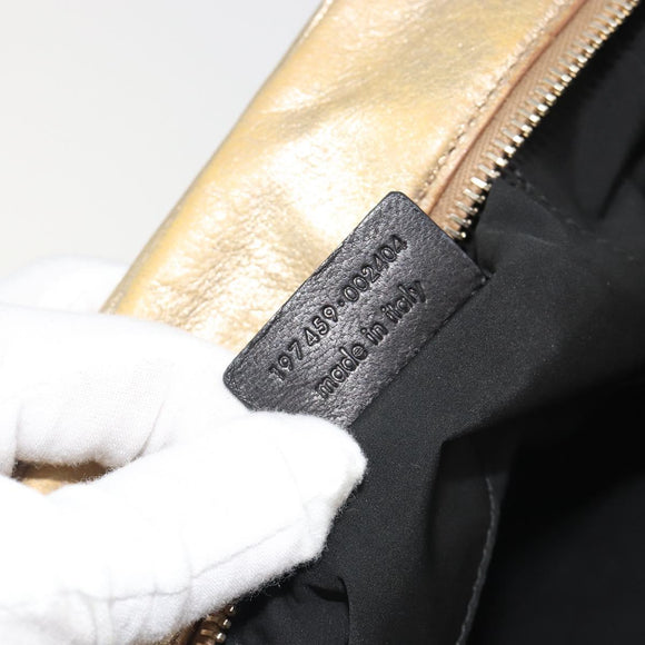 SAINT LAURENT Y Mail Hand Bag Leather Gold Auth 188208
