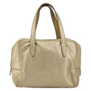 SAINT LAURENT Y Mail Hand Bag Leather Gold Auth 188208-2