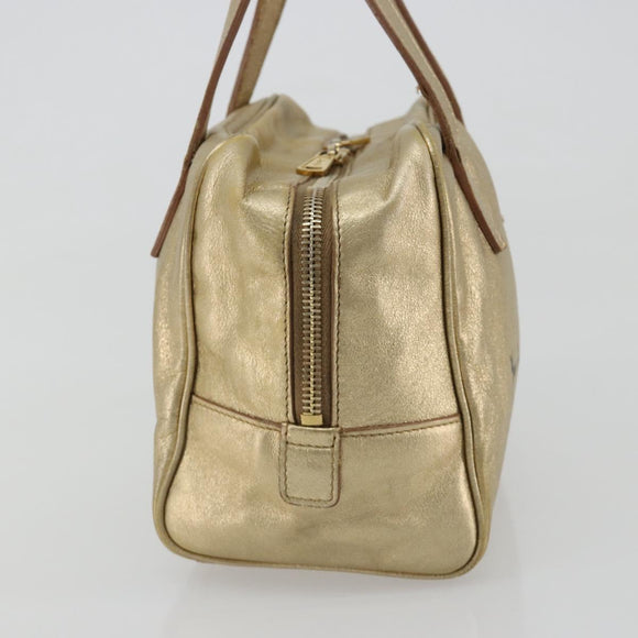 SAINT LAURENT Y Mail Hand Bag Leather Gold Auth 188208