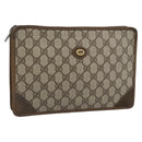 GUCCI GG Supreme Clutch Bag PVC Beige Gold Auth 188209-1