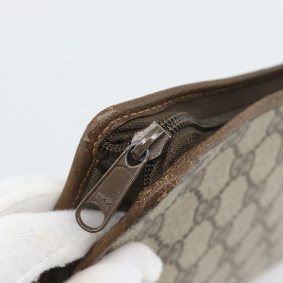 GUCCI GG Supreme Clutch Bag PVC Beige Gold Auth 188209