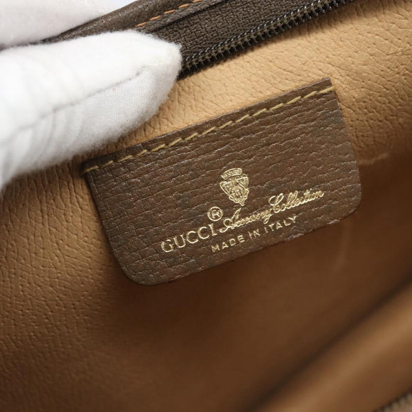 GUCCI GG Supreme Clutch Bag PVC Beige Gold Auth 188209