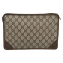 GUCCI GG Supreme Clutch Bag PVC Beige Gold Auth 188209-2