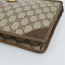 GUCCI GG Supreme Clutch Bag PVC Beige Gold Auth 188209-7