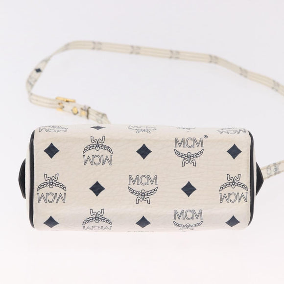 MCM Vicetos Logogram Hand Bag PVC Leather 2way White Gold Auth 188210