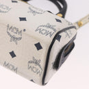 MCM Vicetos Logogram Hand Bag PVC Leather 2way White Gold Auth 188210-15