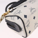 MCM Vicetos Logogram Hand Bag PVC Leather 2way White Gold Auth 188210-16