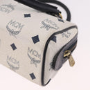 MCM Vicetos Logogram Hand Bag PVC Leather 2way White Gold Auth 188210-17