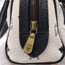 MCM Vicetos Logogram Hand Bag PVC Leather 2way White Gold Auth 188210-18