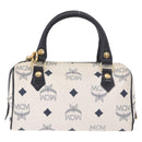 MCM Vicetos Logogram Hand Bag PVC Leather 2way White Gold Auth 188210-2