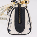 MCM Vicetos Logogram Hand Bag PVC Leather 2way White Gold Auth 188210-3
