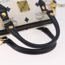 MCM Vicetos Logogram Hand Bag PVC Leather 2way White Gold Auth 188210-7