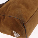 PRADA Hand Bag Suede Brown Silver Auth 188213SAV-15
