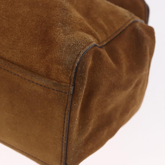 PRADA Hand Bag Suede Brown Silver Auth 188213SAV