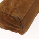 PRADA Hand Bag Suede Brown Silver Auth 188213SAV-17