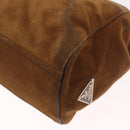PRADA Hand Bag Suede Brown Silver Auth 188213SAV-18