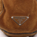 PRADA Hand Bag Suede Brown Silver Auth 188213SAV-19