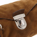 PRADA Hand Bag Suede Brown Silver Auth 188213SAV-20